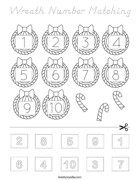 Wreath Number Matching Coloring Page