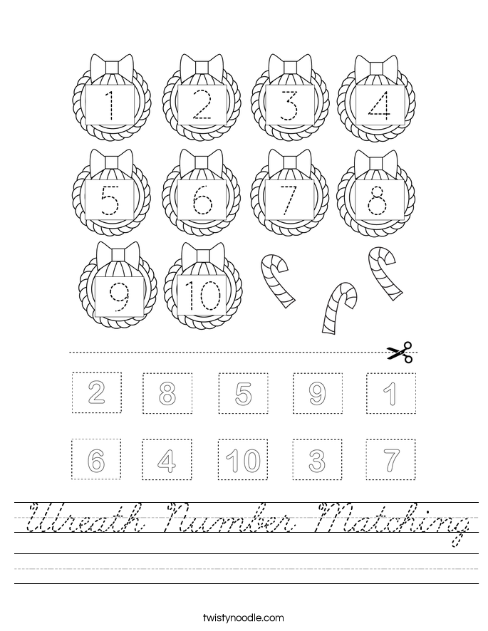 Wreath Number Matching Worksheet