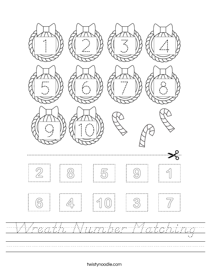 Wreath Number Matching Worksheet