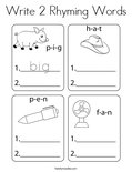 Write 2 Rhyming Words Coloring Page
