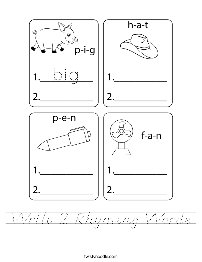 Write 2 Rhyming Words Worksheet