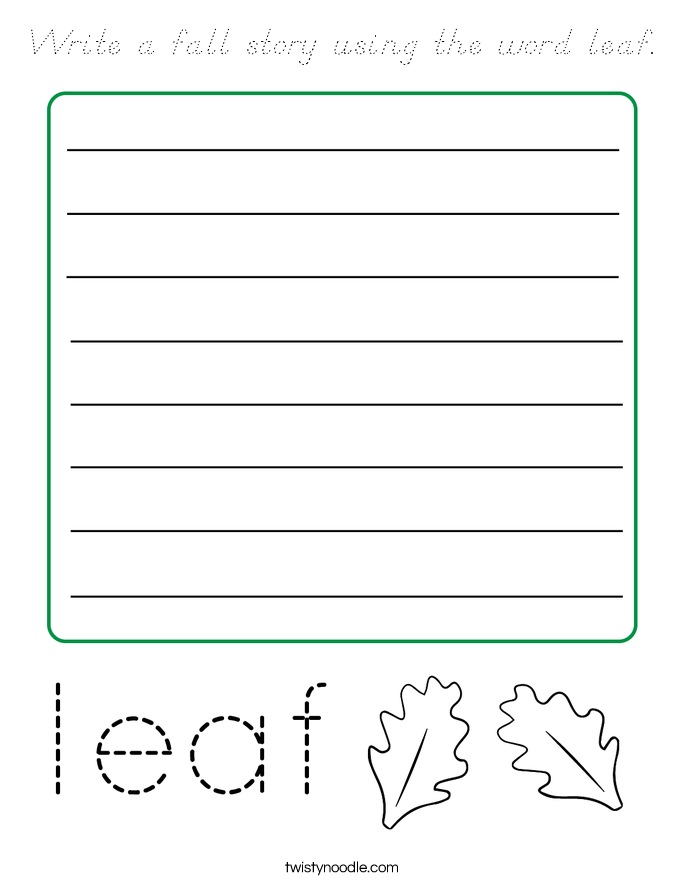 Write a fall story using the word leaf. Coloring Page