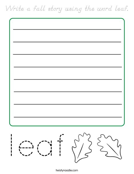 Write a fall story using the word leaf. Coloring Page