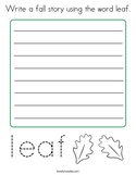 Write a fall story using the word leaf Coloring Page