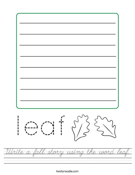 Write a fall story using the word leaf. Worksheet