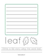 Write a fall story using the word leaf Handwriting Sheet