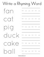 Write a Rhyming Word Coloring Page