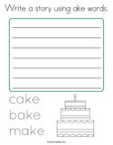 Write a story using ake words Coloring Page