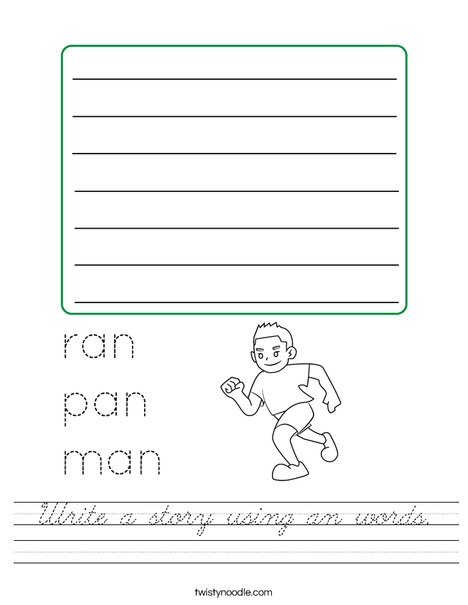 Write a story using an words. Worksheet