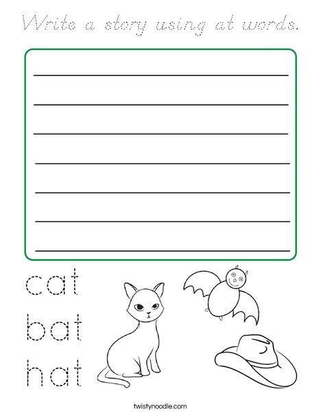 Write a story using at words. Coloring Page