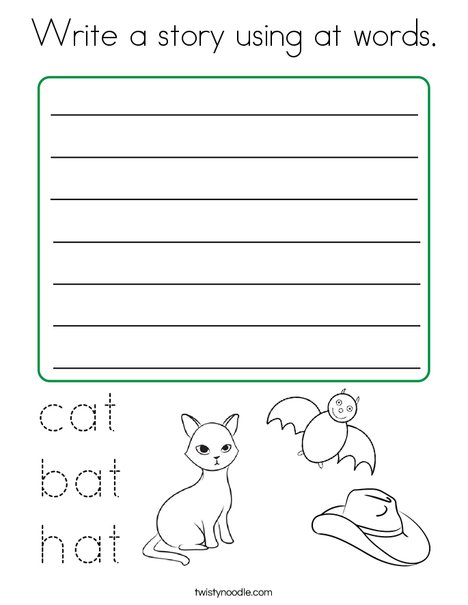 Write a story using at words. Coloring Page