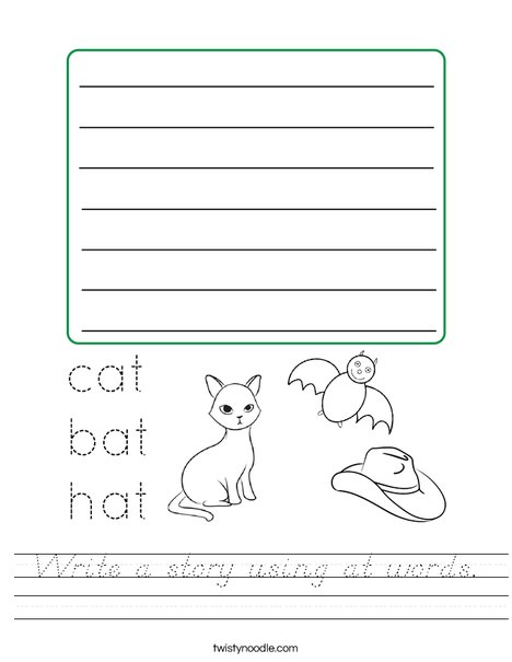 Write a story using at words. Worksheet