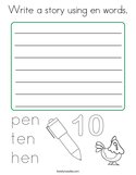 Write a story using en words Coloring Page