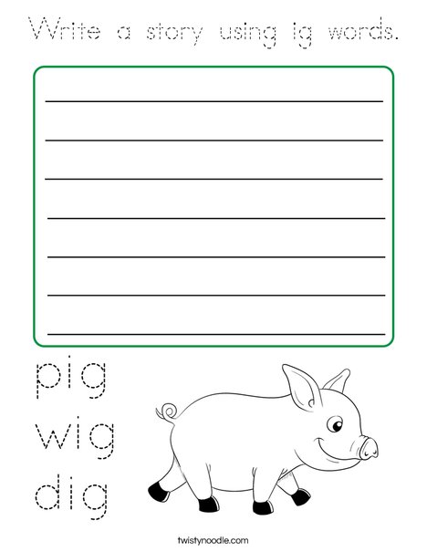 Write a story using ig words. Coloring Page