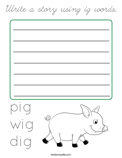 Write a story using ig words. Coloring Page