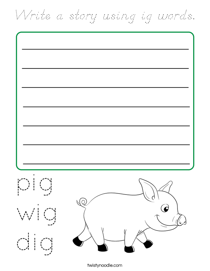 Write a story using ig words. Coloring Page