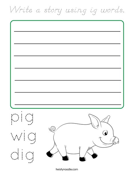 Write a story using ig words. Coloring Page