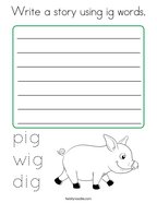 Write a story using ig words Coloring Page