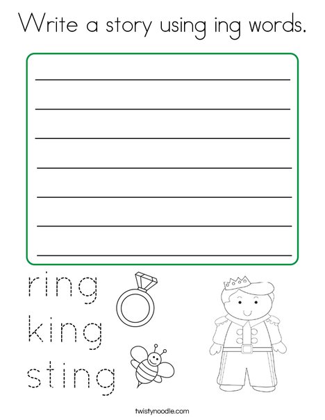 Write a story using ing words. Coloring Page