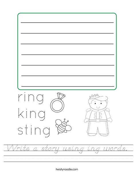 Write a story using ing words. Worksheet