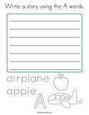 Write a story using the A words Coloring Page