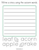 Write a story using the autumn words Coloring Page