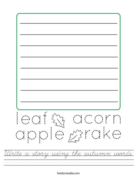 Write a story using the autumn words. Worksheet