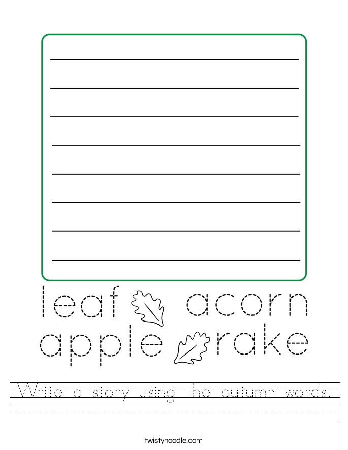 Write a story using the autumn words. Worksheet