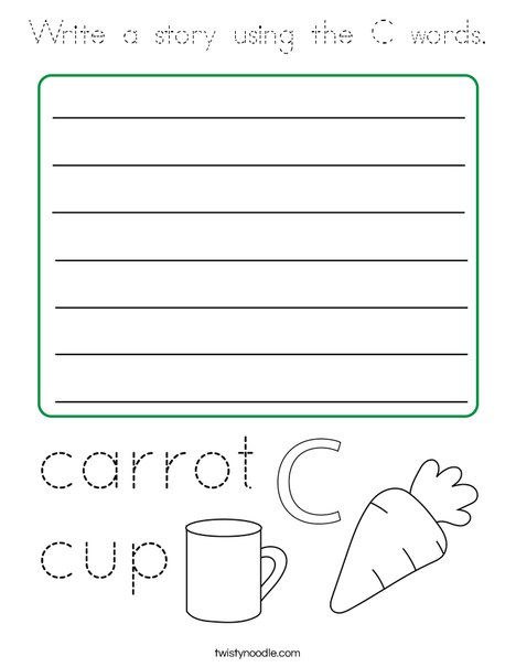 Write a story using the C words. Coloring Page