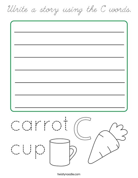Write a story using the C words. Coloring Page