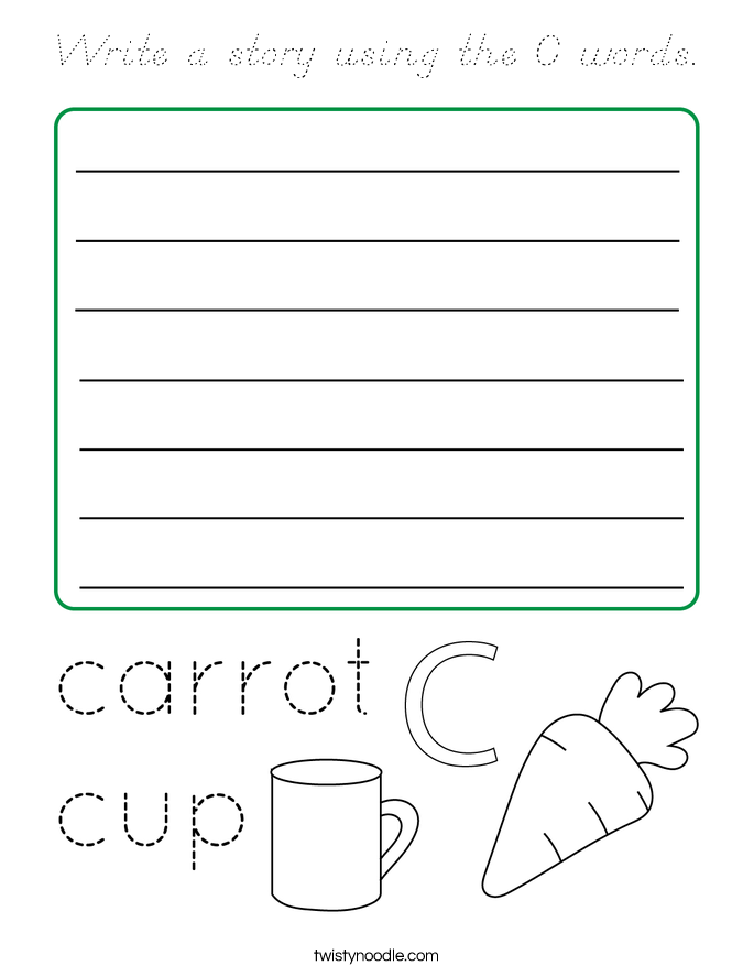 Write a story using the C words. Coloring Page