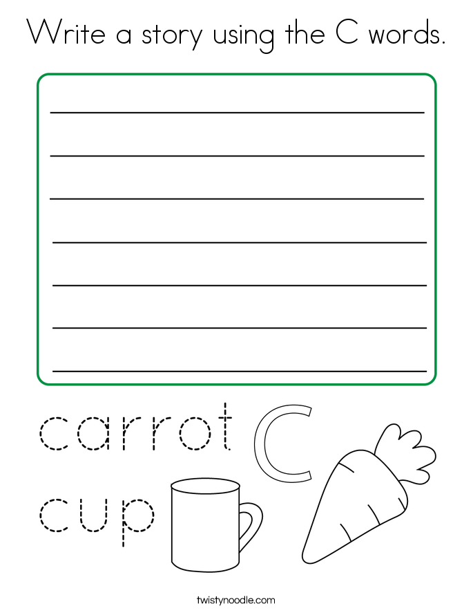 Write a story using the C words. Coloring Page