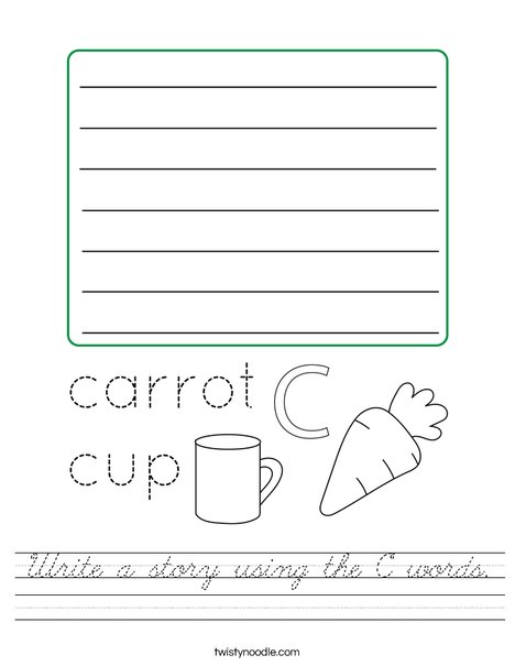 Write a story using the C words. Worksheet