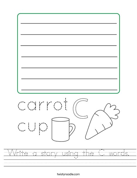 Write a story using the C words. Worksheet