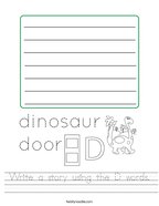 Write a story using the D words Handwriting Sheet