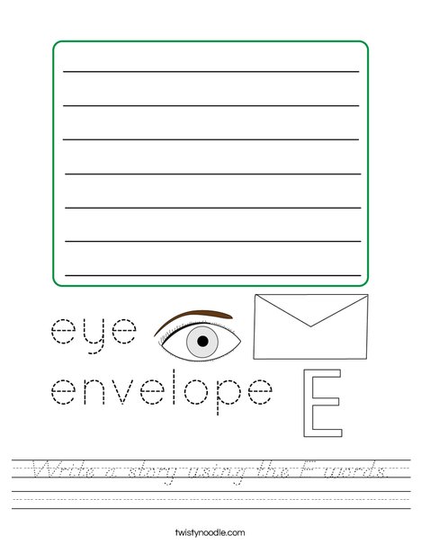 Write a story using the E words. Worksheet