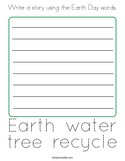 Write a story using the Earth Day words Coloring Page