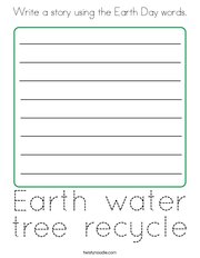Write a story using the Earth Day words Coloring Page