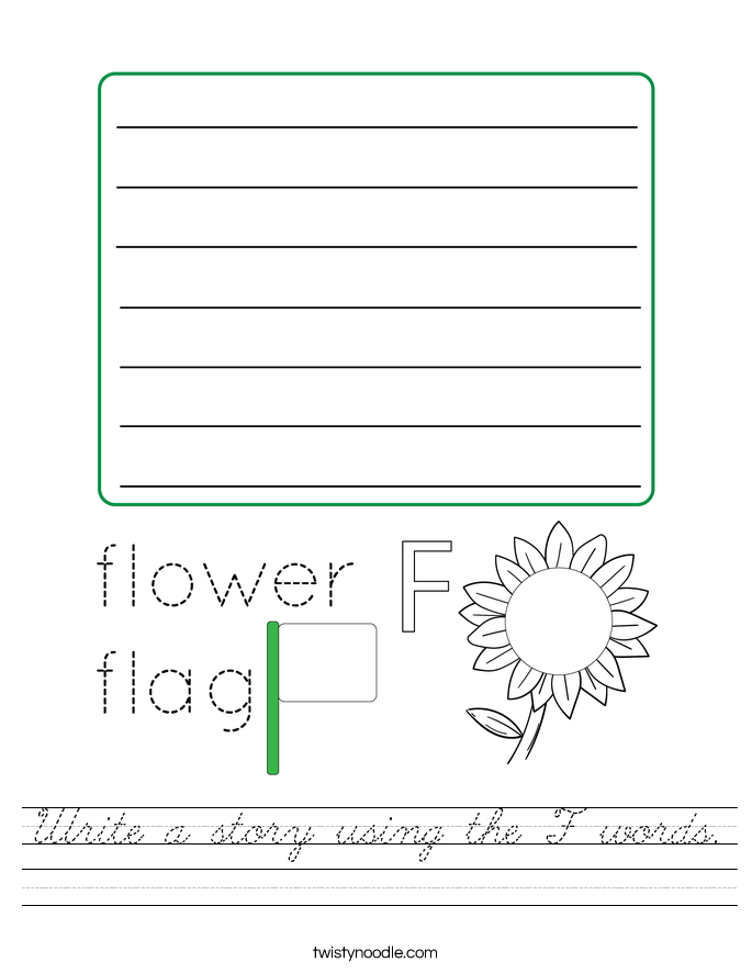 Write a story using the F words. Worksheet