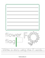 Write a story using the F words Handwriting Sheet