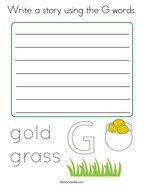 Write a story using the G words Coloring Page