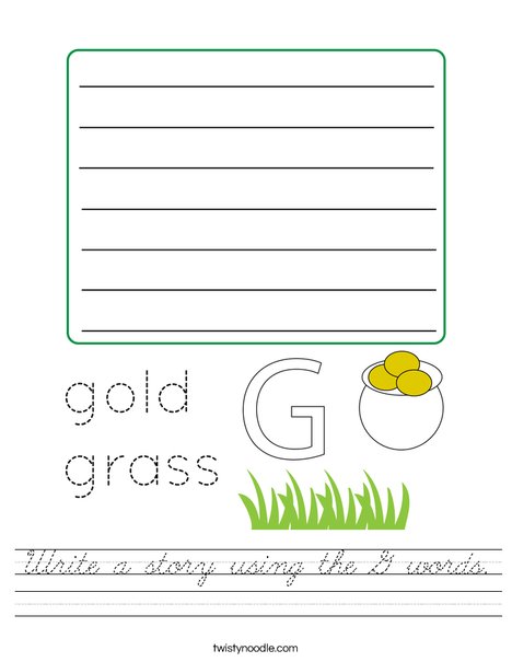 Write a story using the G words. Worksheet