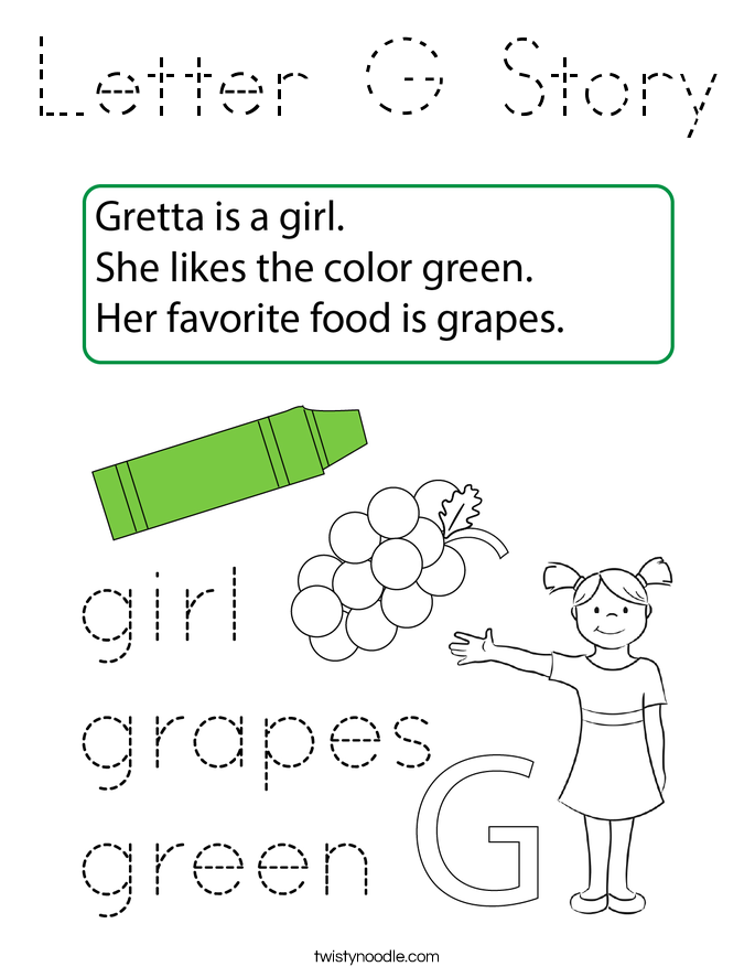 Letter G Story Coloring Page