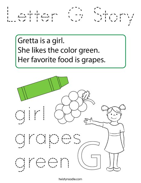 Letter G Story Coloring Page