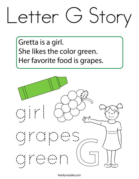 Letter G Story Coloring Page