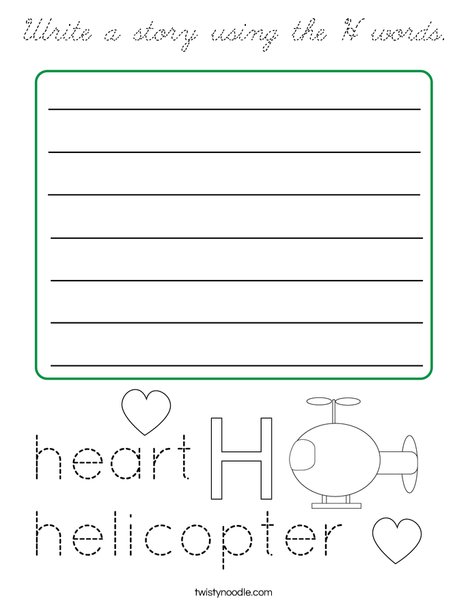 Write a story using the H words. Coloring Page