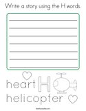Write a story using the H words Coloring Page