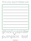 Write a story using the Halloween words Coloring Page
