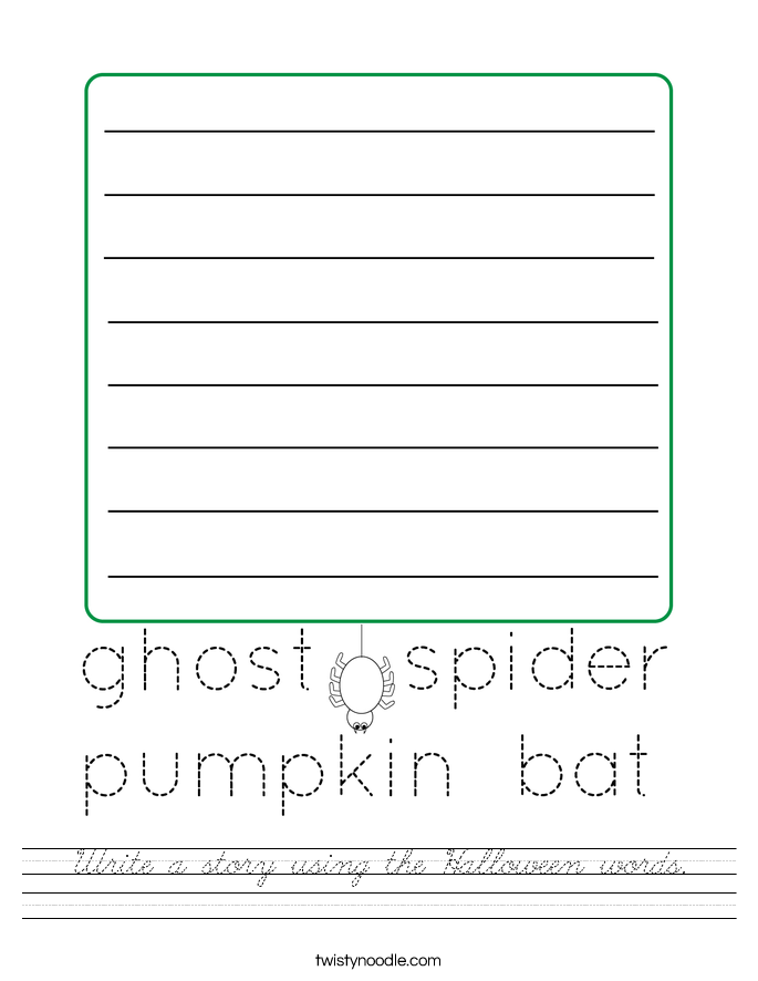 Write a story using the Halloween words. Worksheet