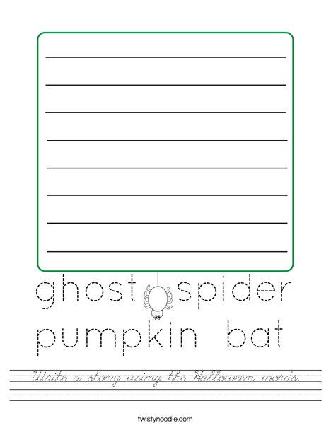 Write a story using the Halloween words. Worksheet
